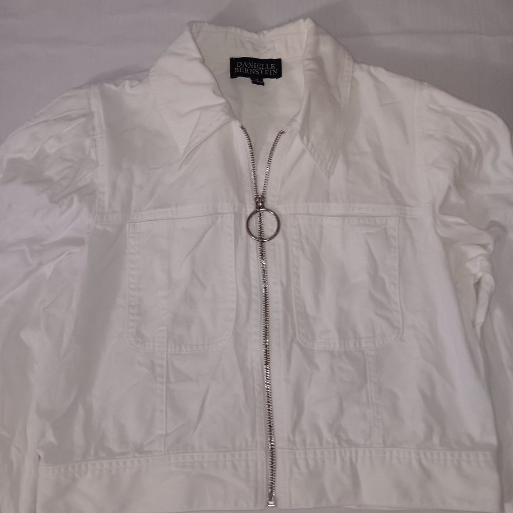 DANIELLE BERNSTEIN CROPPED ZIP UP JACKET 100% COTTON SIZE SMALL - Picture 2 of 10